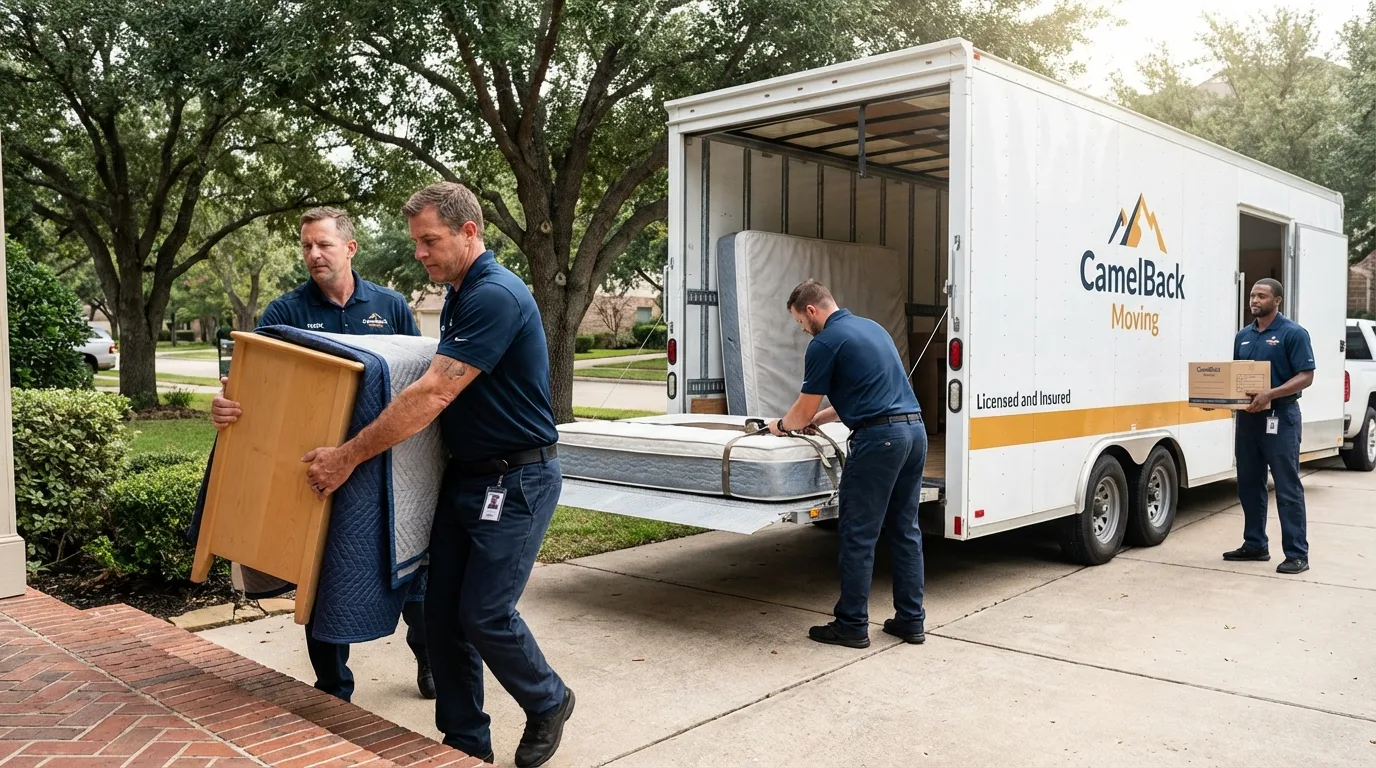Crew loading residential truck for cross-state move from Dalton, GA