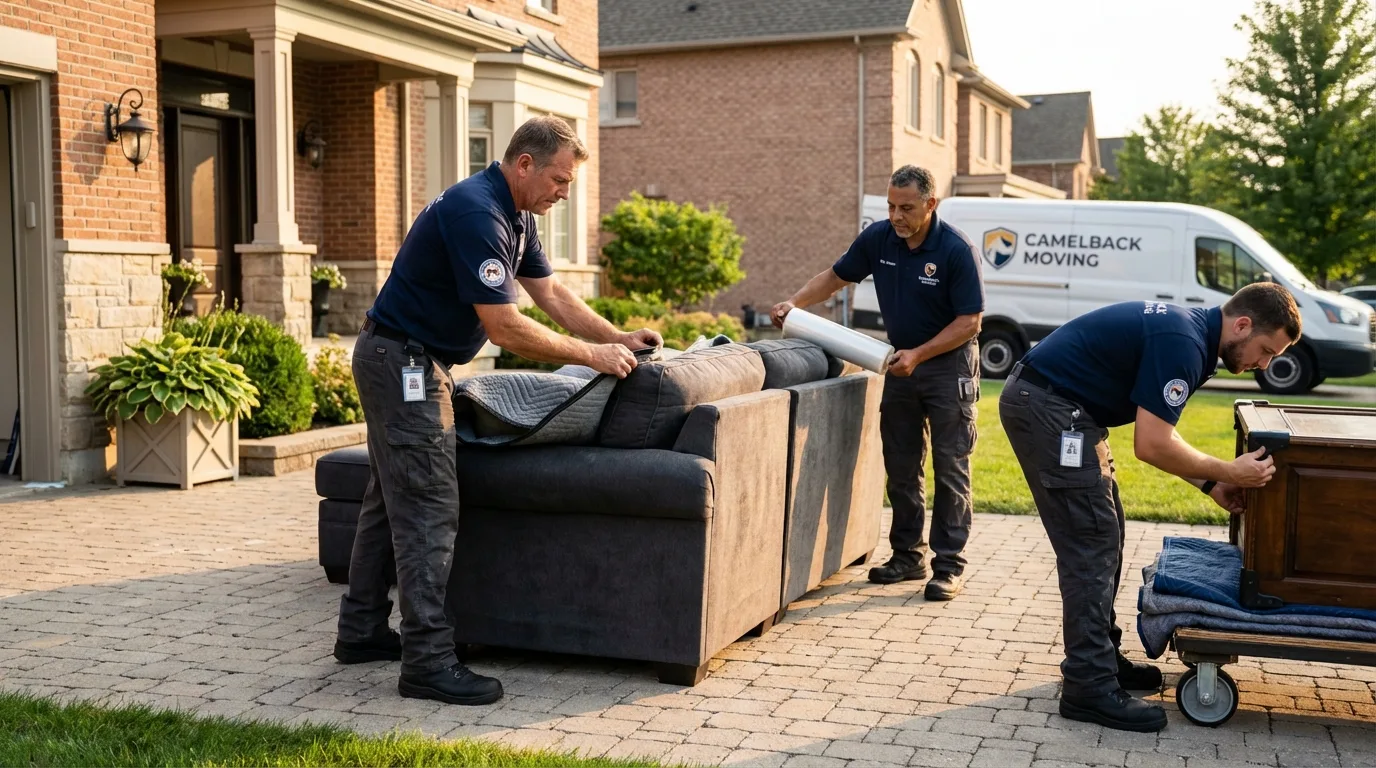 Large estate moving crew wrapping furniture in Dalton, GA