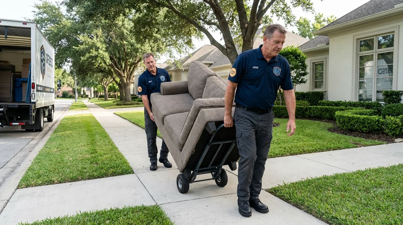 Local residential moving crew loading furniture in Dalton, GA