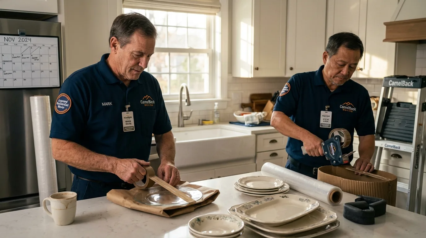 Professional crew packing kitchen dishware in Dalton, GA